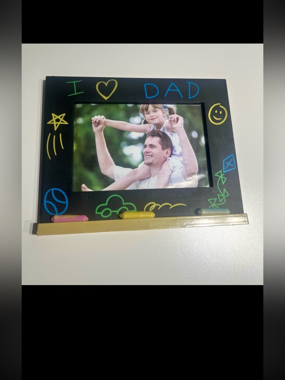 Vintage I ♥ Dad Chalkboard Photo Frame in Black with Colorful Accents